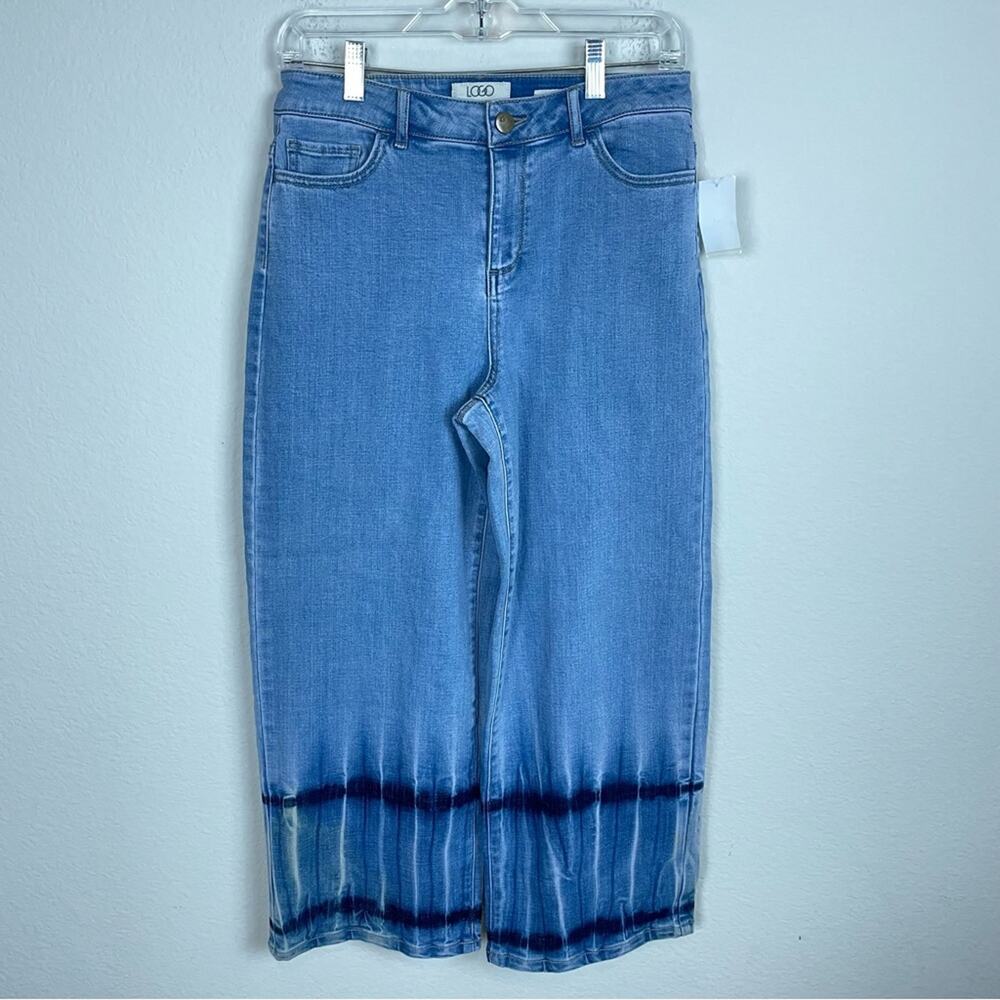 LOGO Blue Tie Dye NWOT Cropped  Boyfriend Jeans 4 - Picture 2 of 10
